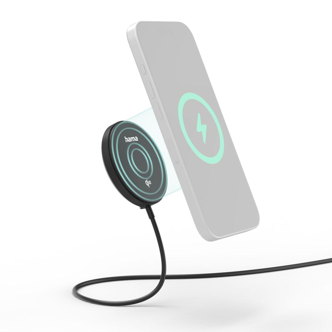 HAMA Wireless Ladegerät Qi2, 15 W, schwarz, für Apple