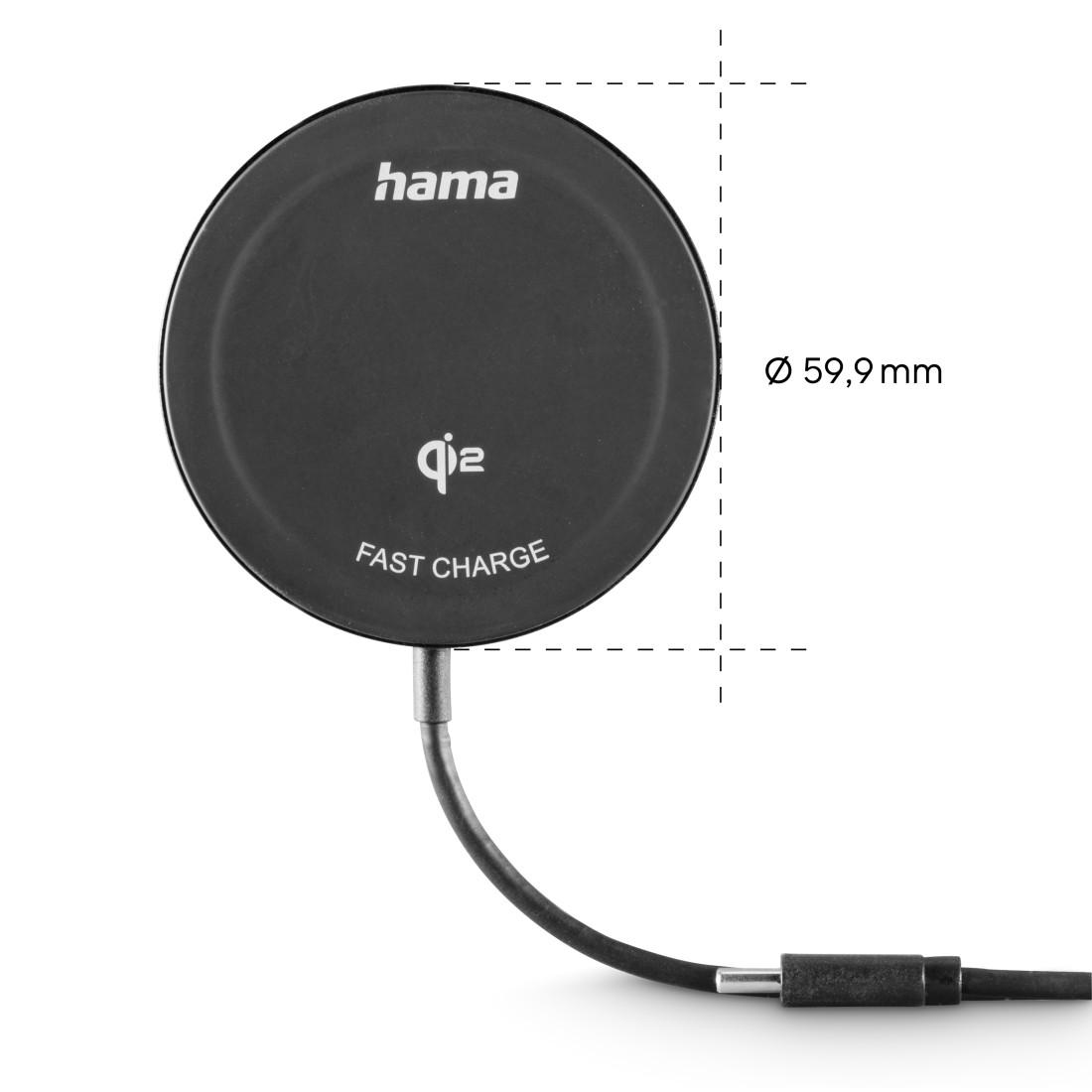 HAMA Wireless Ladegerät Qi2, 15 W, schwarz, für Apple