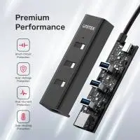 Unitek хъб HUB USB-C 4 port - 4 x USB3.0 Black - Y-3089Z01