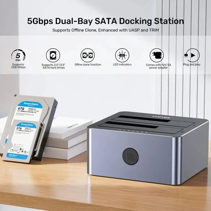 Unitek докинг станция Storage - HDD Dock - 2 BAY - Y-3026GY01-EU