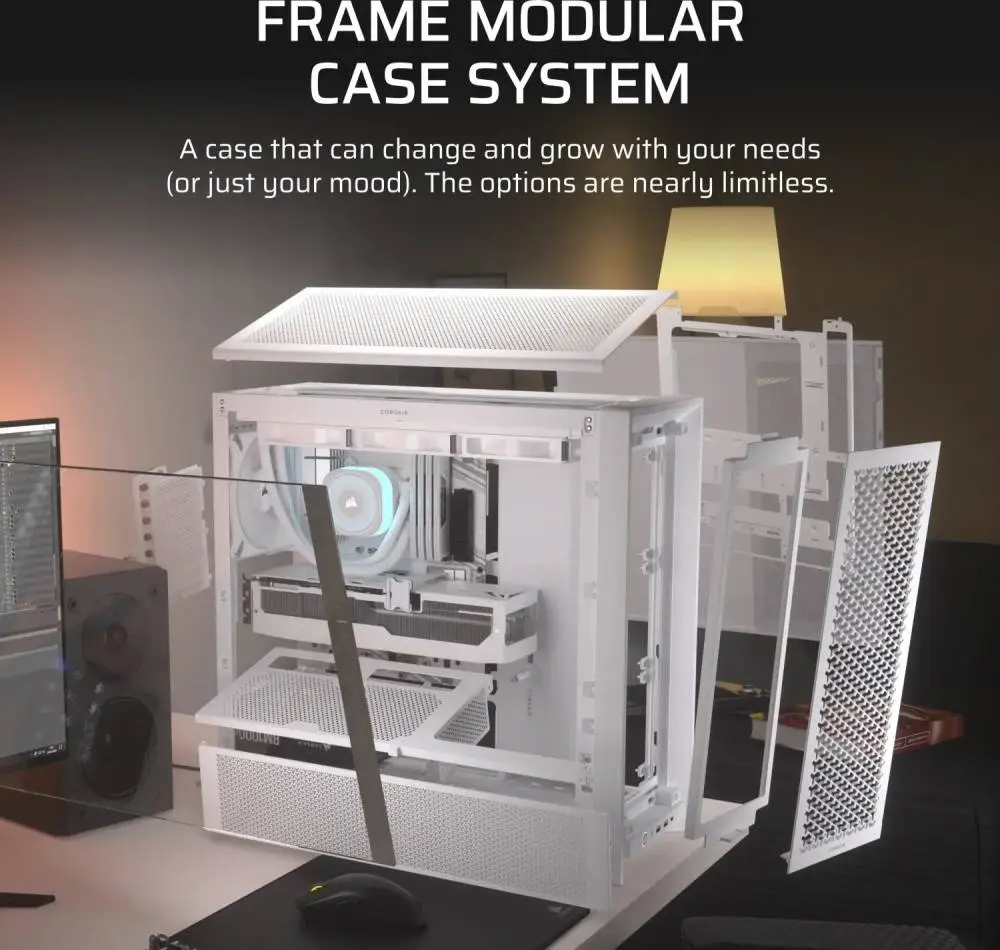 Кутия Corsair FRAME 4000D Modular Mid-Tower White - CC-9011291-WW