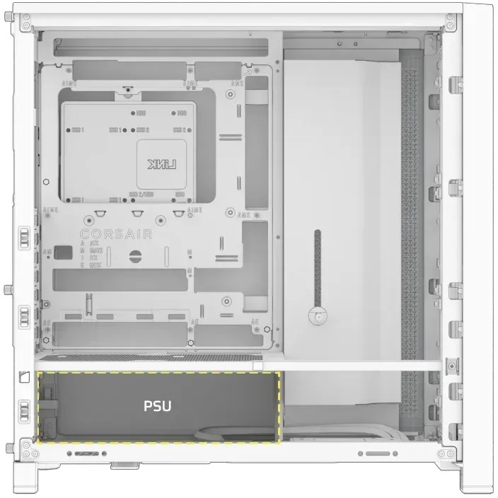 Кутия Corsair FRAME 4000D Modular Mid-Tower White - CC-9011291-WW