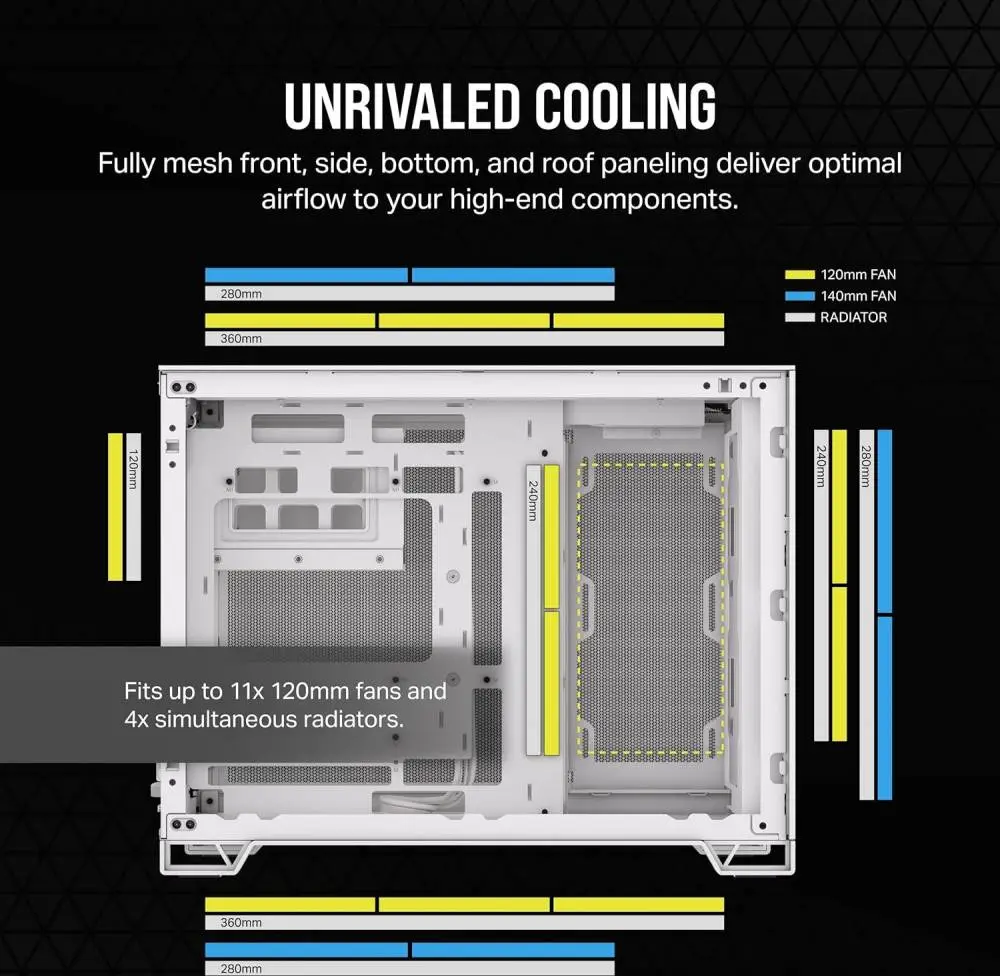 Кутия Corsair 2500D AIRFLOW Mid-Tower Dual Chamber PC Case Black - CC-9011263-WW