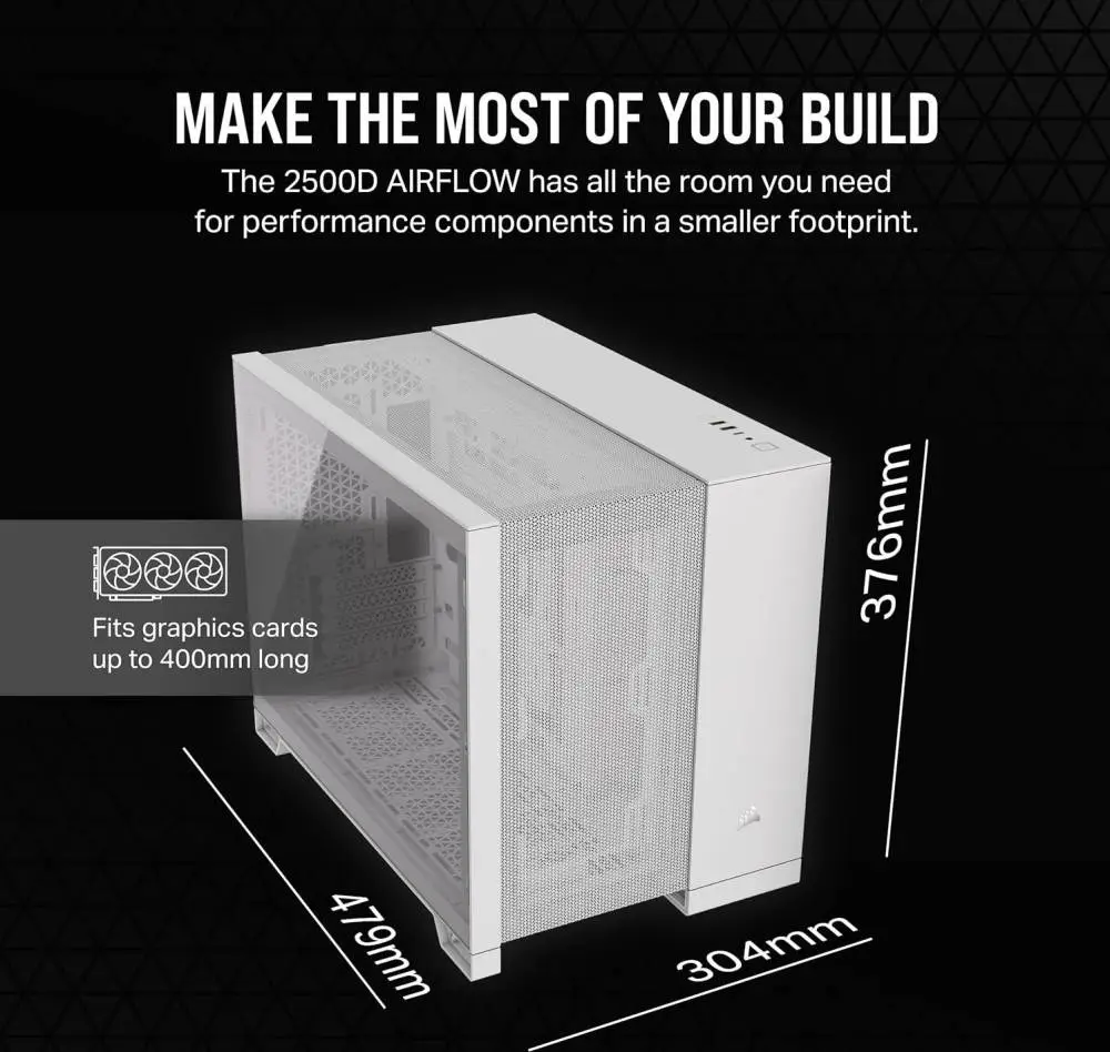 Кутия Corsair 2500D AIRFLOW Mid-Tower Dual Chamber PC Case Black - CC-9011263-WW