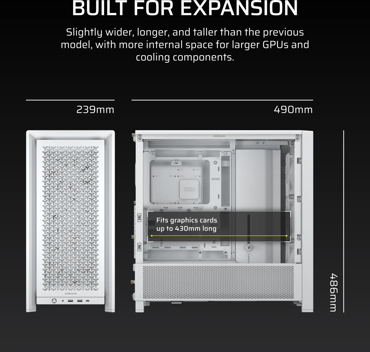 Кутия Corsair FRAME 4000D RS Modular Mid-Tower PC Case White - CC-9011313-WW