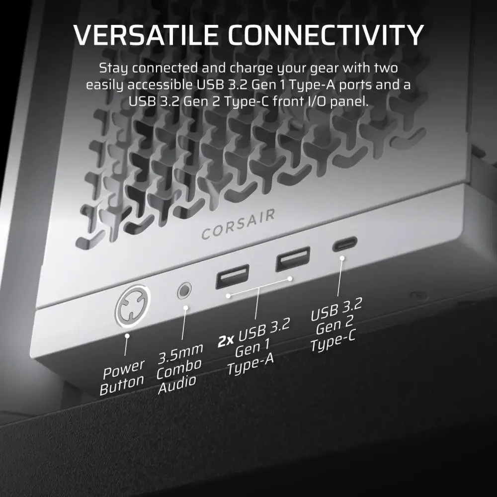 Кутия Corsair FRAME 4000D RS ARGB Modular Mid-Tower PC Case White - CC-9011297-WW