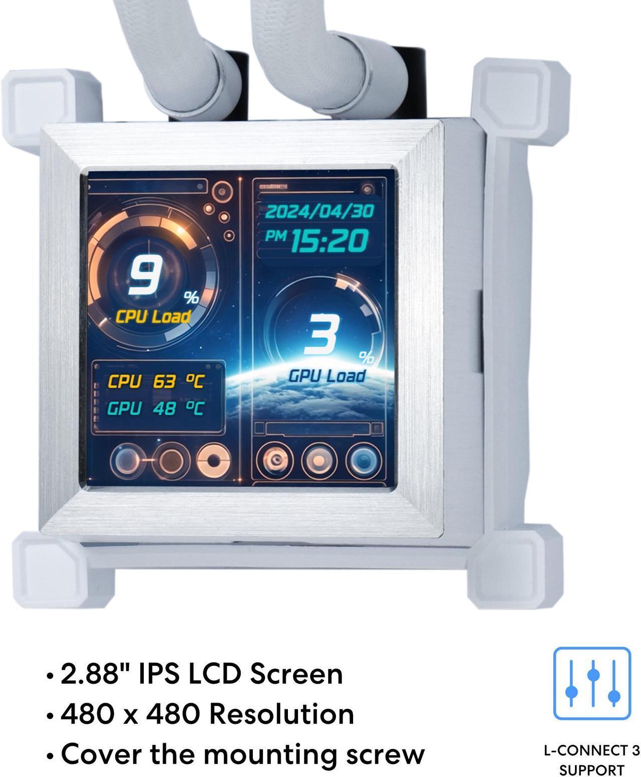 Водно охлаждане за процесор Lian Li HydroShift LCD 360 Silent White - G89.GHSLCD36SW.00