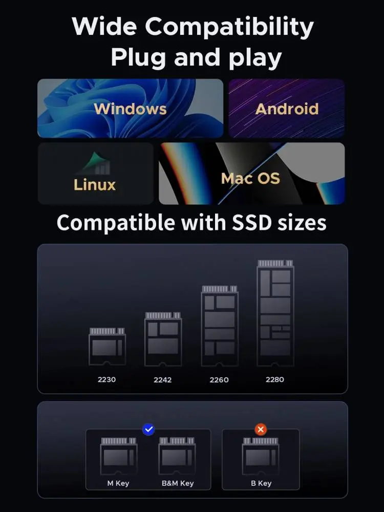 Orico външна кутия за диск/докинг станция Storage - Case/Docking Station - M.2 NVMe/NGFF - IT18C3-GY