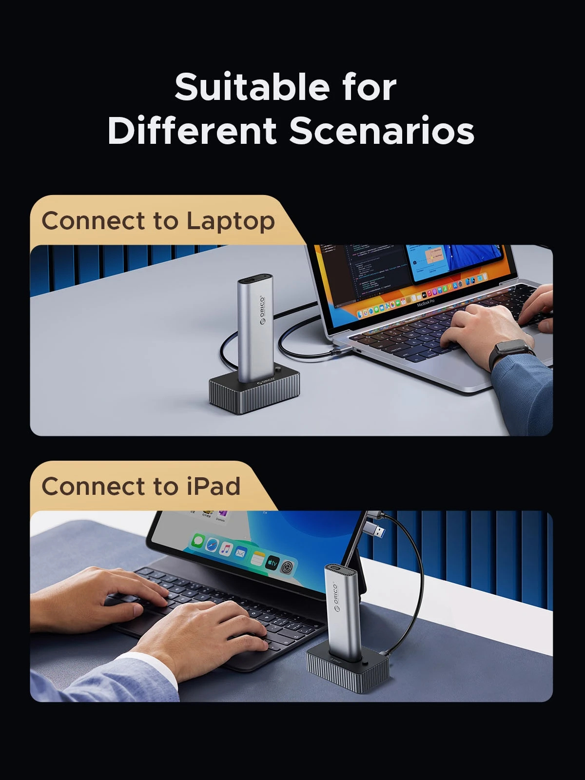 Orico външна кутия за диск/докинг станция Storage - Case/Docking Station - M.2 NVMe/NGFF - IT18C3-GY