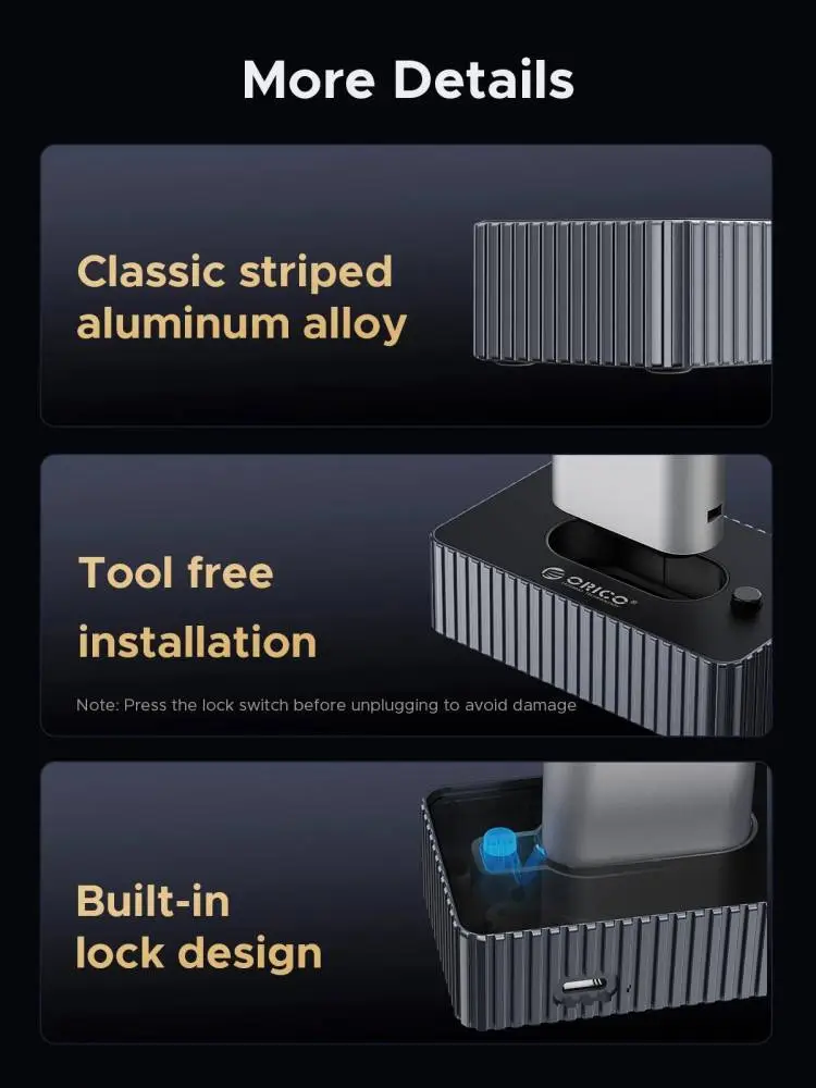 Orico външна кутия за диск/докинг станция Storage - Case/Docking Station - M.2 NVMe/NGFF - IT18C3-GY