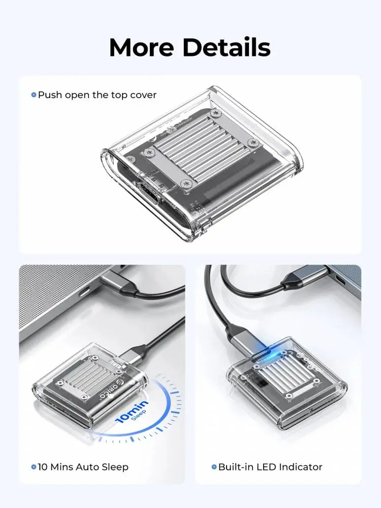 Orico външна кутия за диск Storage - Case - M.2 2230 NVMe - TC20-M2-10G-GY-BP - 10Gbps, Gray