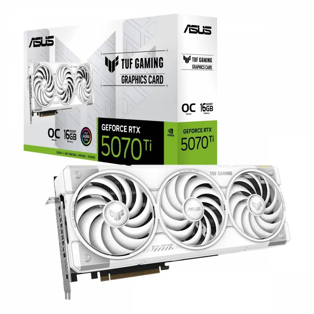 Видео карта ASUS TUF Gaming GeForce RTX 5070 Ti 16GB GDDR7 White OC Edition - 90YV0MD3-M0NA00