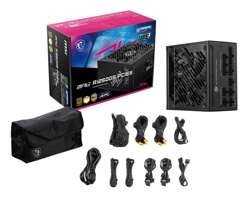 Захранване MSI MPG A1250GS PCIE5 1250W 80 Plus Gold PSU ATX 3.1