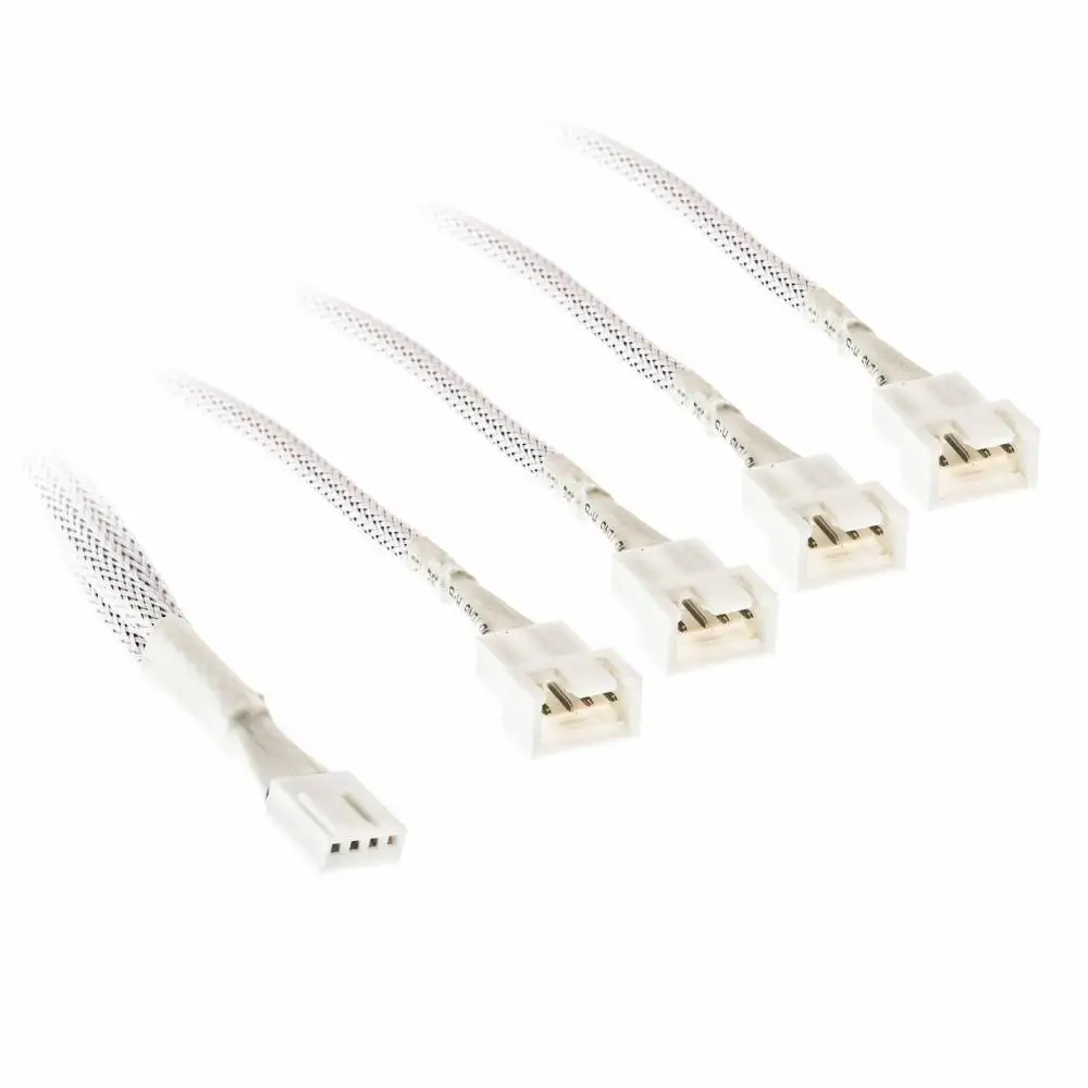 Кабел Kolink PWM 1-4 Сплитер - 35 cm, оплетен, Бял