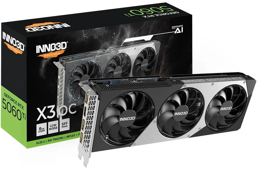 Видео карта INNO3D GeForce RTX 5060 Ti 8GB GDDR7 X3 OC - N506T3-08D7X-193075L