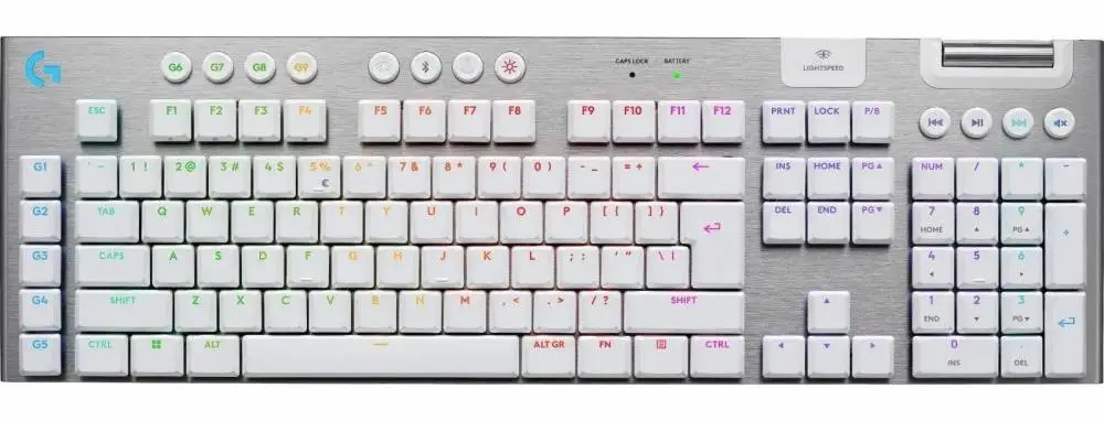 Безжична геймърска механична клавиатура Logitech G915X White Lightspeed - GL Tactile Switch