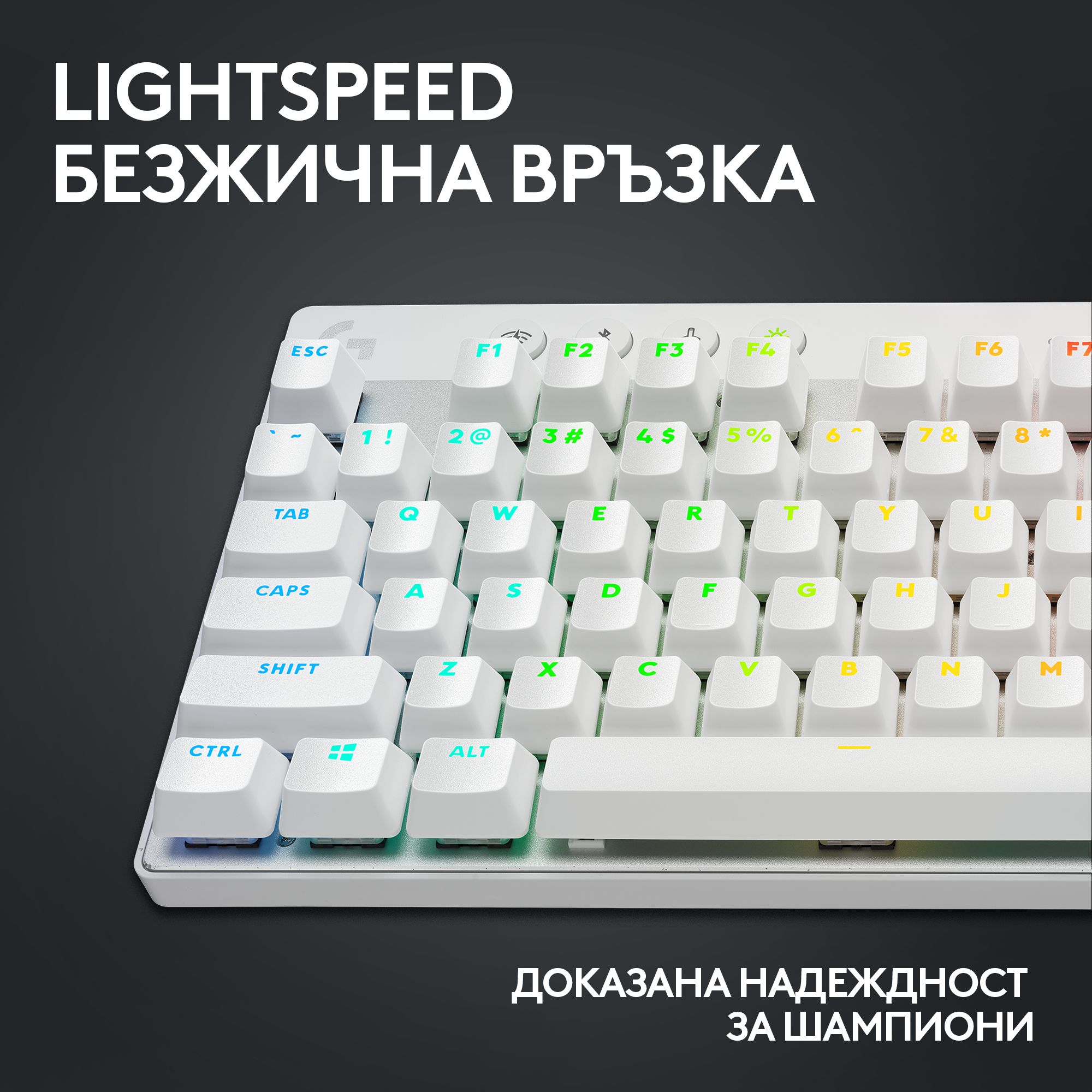 Геймърска механична клавиатура Logitech G Pro X Rapid TKL - White, magnetic-analog switch