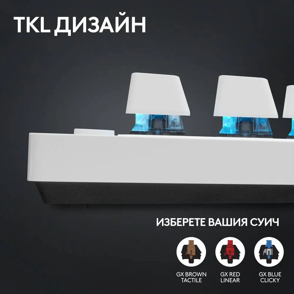 Геймърска механична клавиатура Logitech G Pro X Rapid TKL - White, magnetic-analog switch