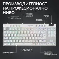 Геймърска механична клавиатура Logitech G Pro X Rapid TKL - White, magnetic-analog switch