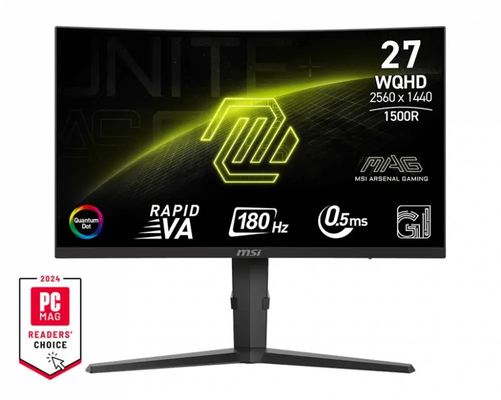 Монитор MSI MAG 275CQRF QD E2, 27", VA Curved 1500R, WQHD 2560x1440, 180Hz, 0.5ms, HDR, AMD FreeSync, DP, HDMI, USB Type-C 