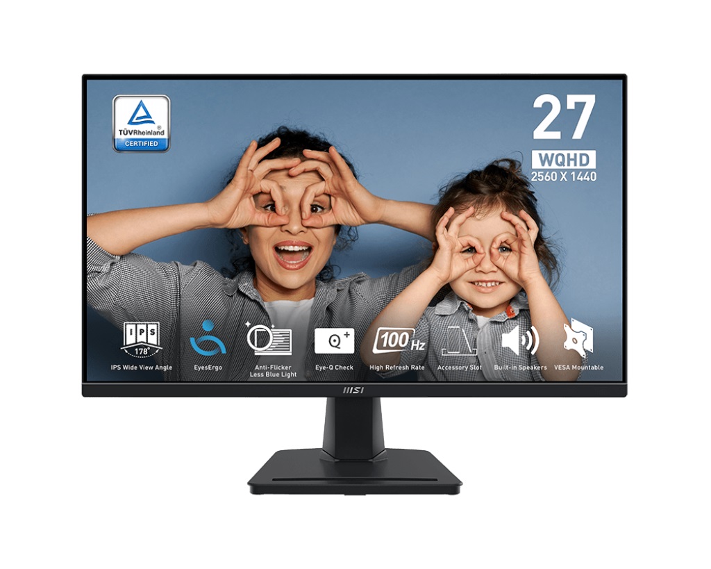 Монитор MSI PRO MP275Q, 27", IPS WQHD 2560x1440, 100Hz, 1ms, HDR, HDMI, DP