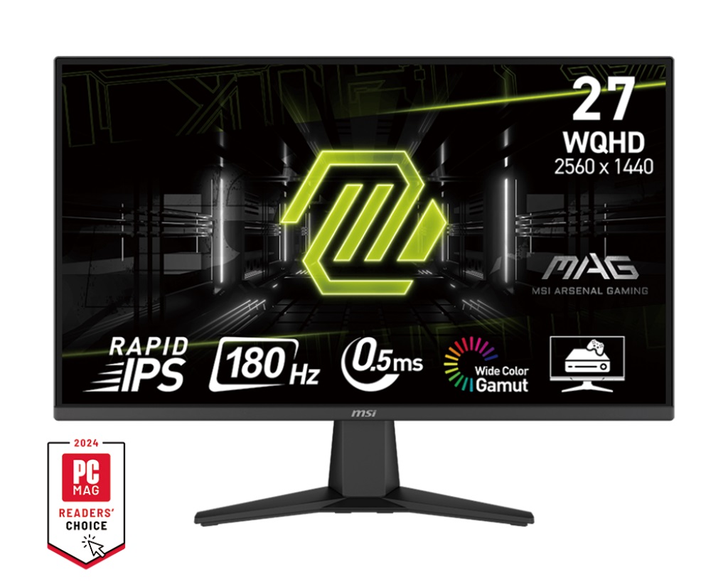Монитор MSI MAG 275QF, 27", IPS WQHD 2560x1440, 180Hz, 0.5ms, HDR, Adaptive-Sync, DP, HDMI
