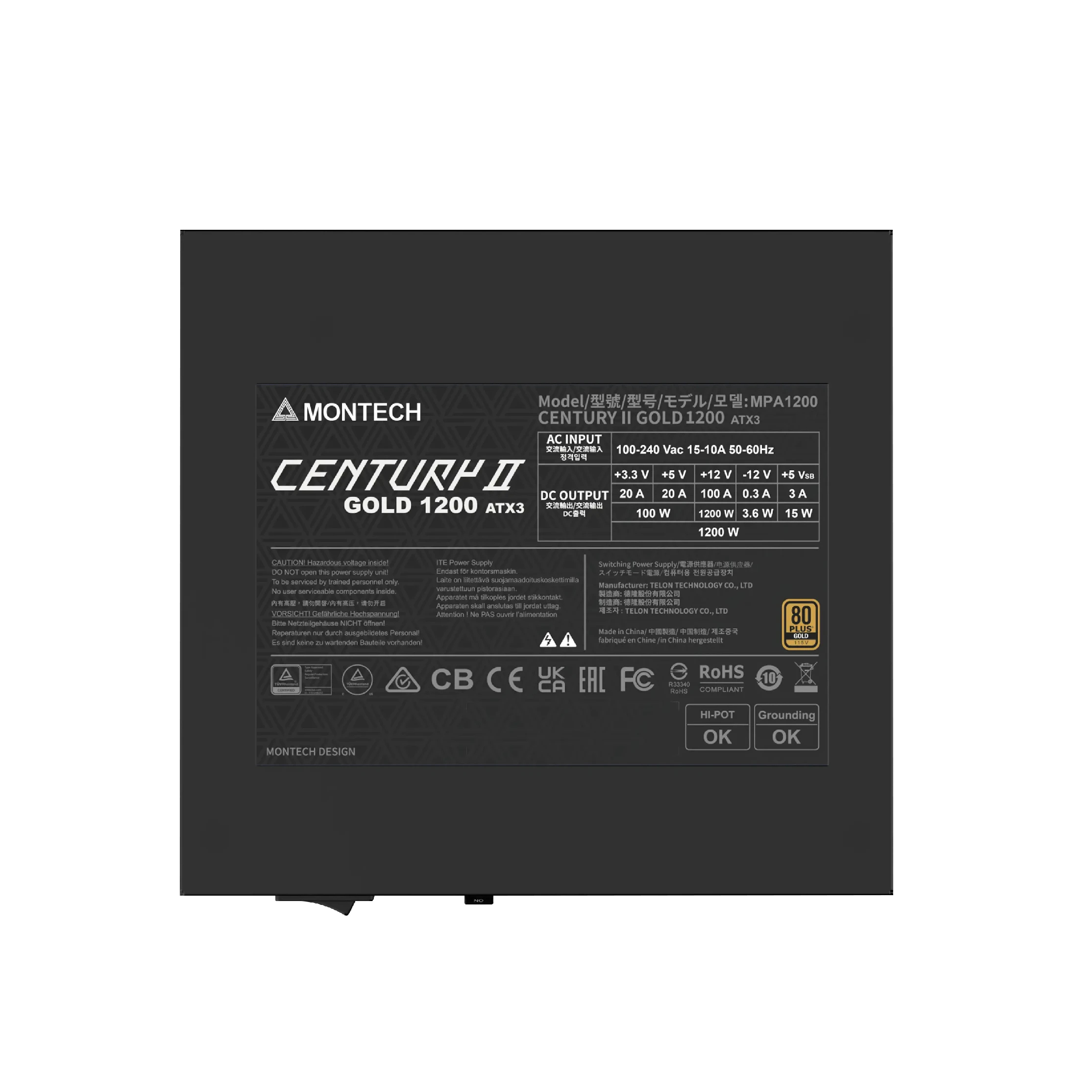 Захранване Montech CENTURY II 1200W 80 Plus Gold PSU ATX 3.1