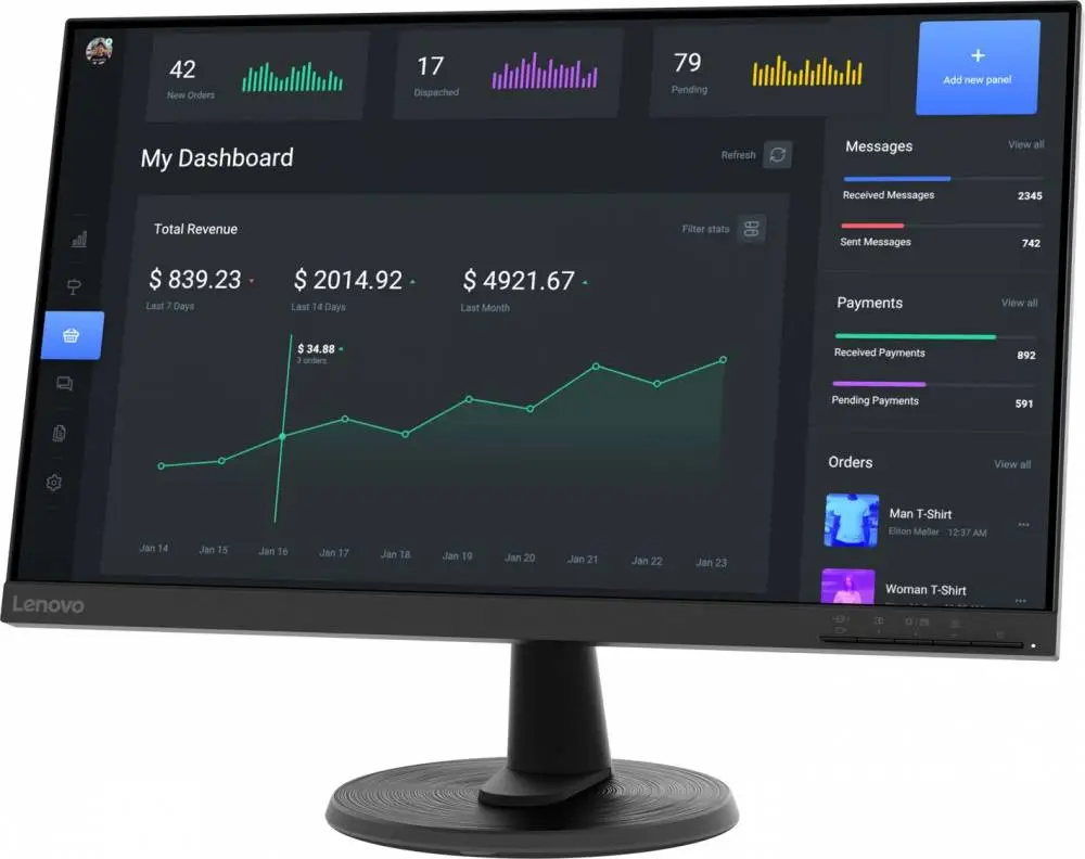 Монитор LENOVO L24-4E, 23.8", IPS, 1920x1080,