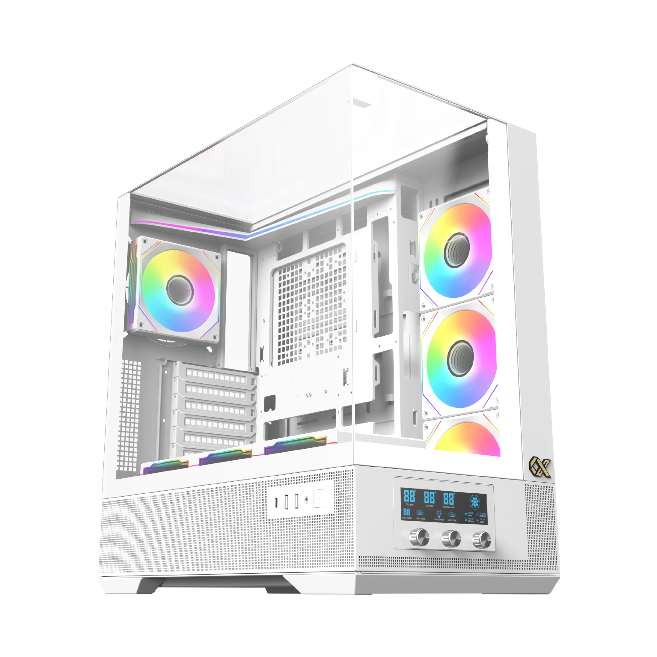 Кутия Xigmatek Vision Arctic Case EATX 7 ARGB Fans, LCD Display Panel, Smart Fan Control