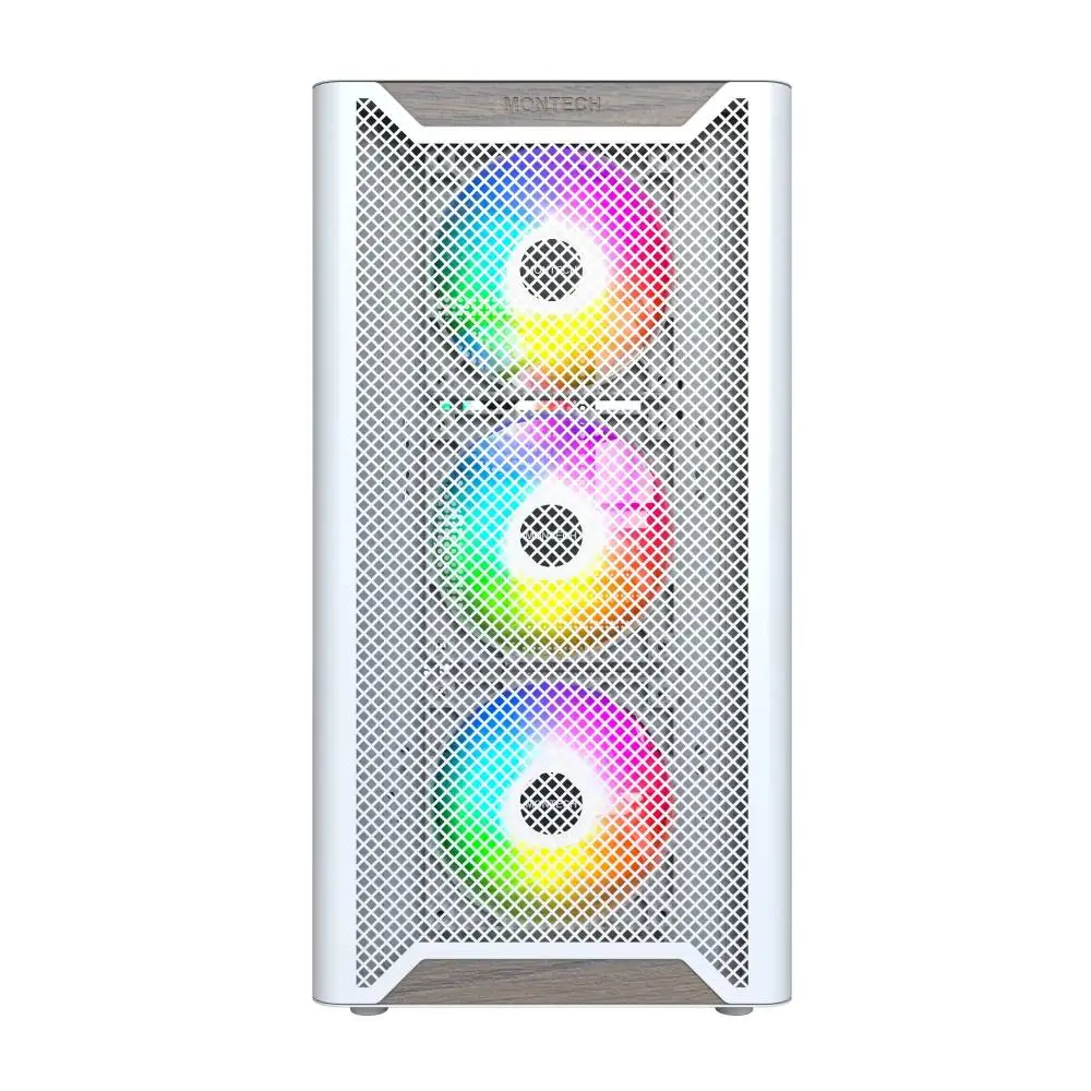 Кутия Montech XR Wood (W) Case ATX 4 x 120 mm ARGB Fans, Wood, USB-C, White