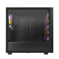 Кутия Montech XR Wood (B) Case ATX 4 x 120 mm ARGB Fans, Wood, USB-C, Black