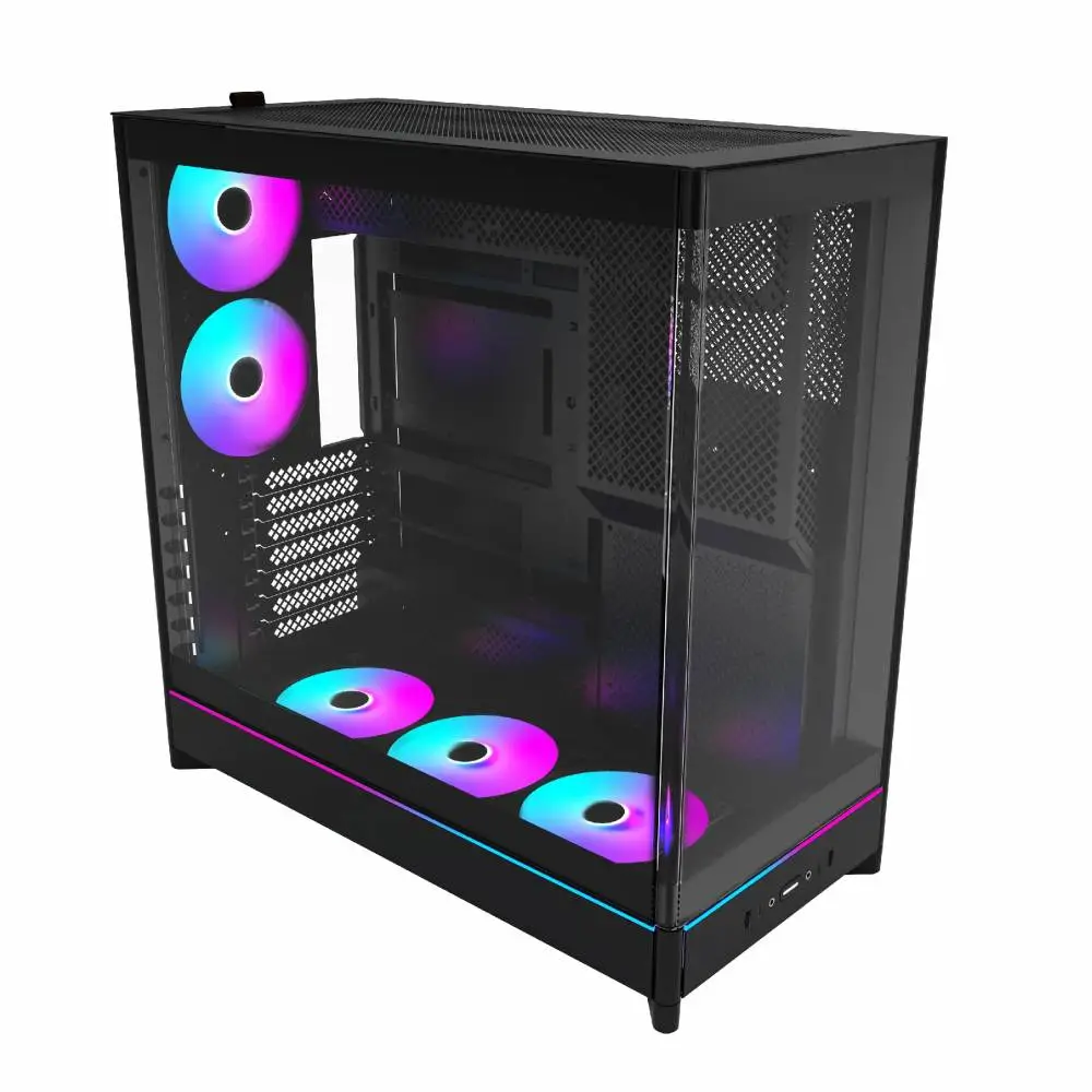 Кутия Montech HS02 PRO (B) Case ATX 5 x 120 mm ARGB Fans, USB-C, Black