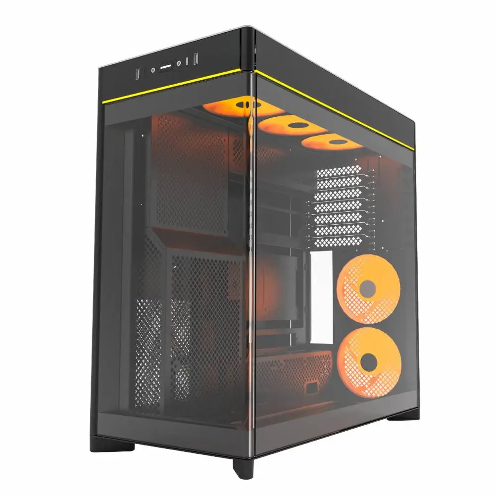 Кутия Montech HS02 PRO (B) Case ATX 5 x 120 mm ARGB Fans, USB-C, Black