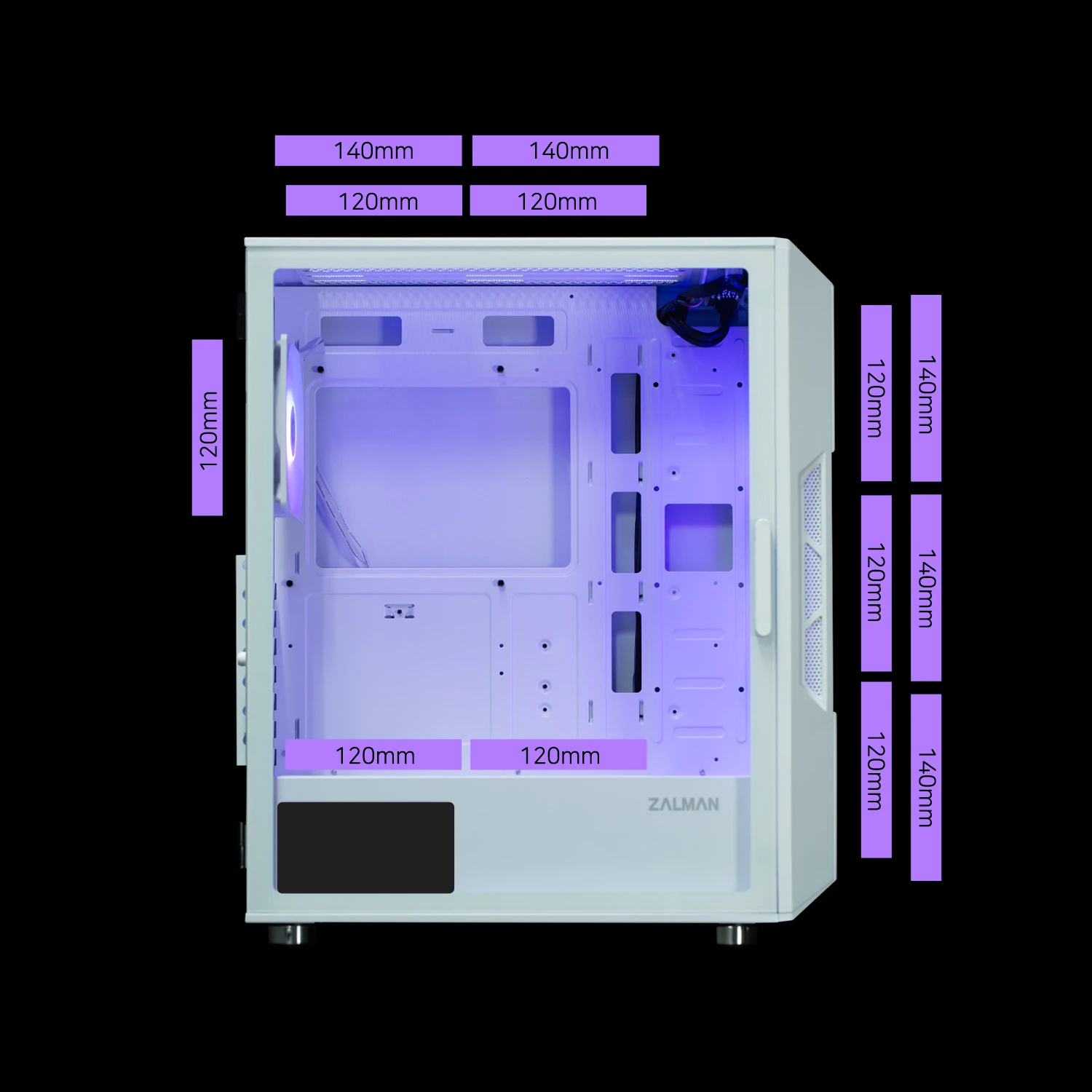Кутия Zalman i3 NEO ARGB White Case ATX Mesh, aRGB, Tempered Glass