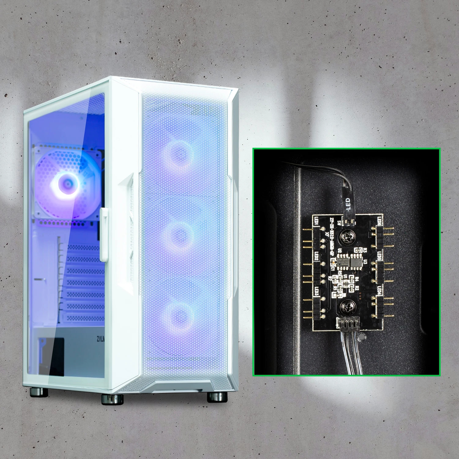 Кутия Zalman i3 NEO ARGB White Case ATX Mesh, aRGB, Tempered Glass
