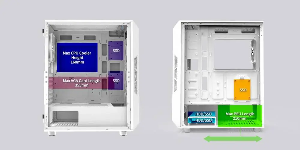 Кутия Zalman i3 NEO ARGB White Case ATX Mesh, aRGB, Tempered Glass