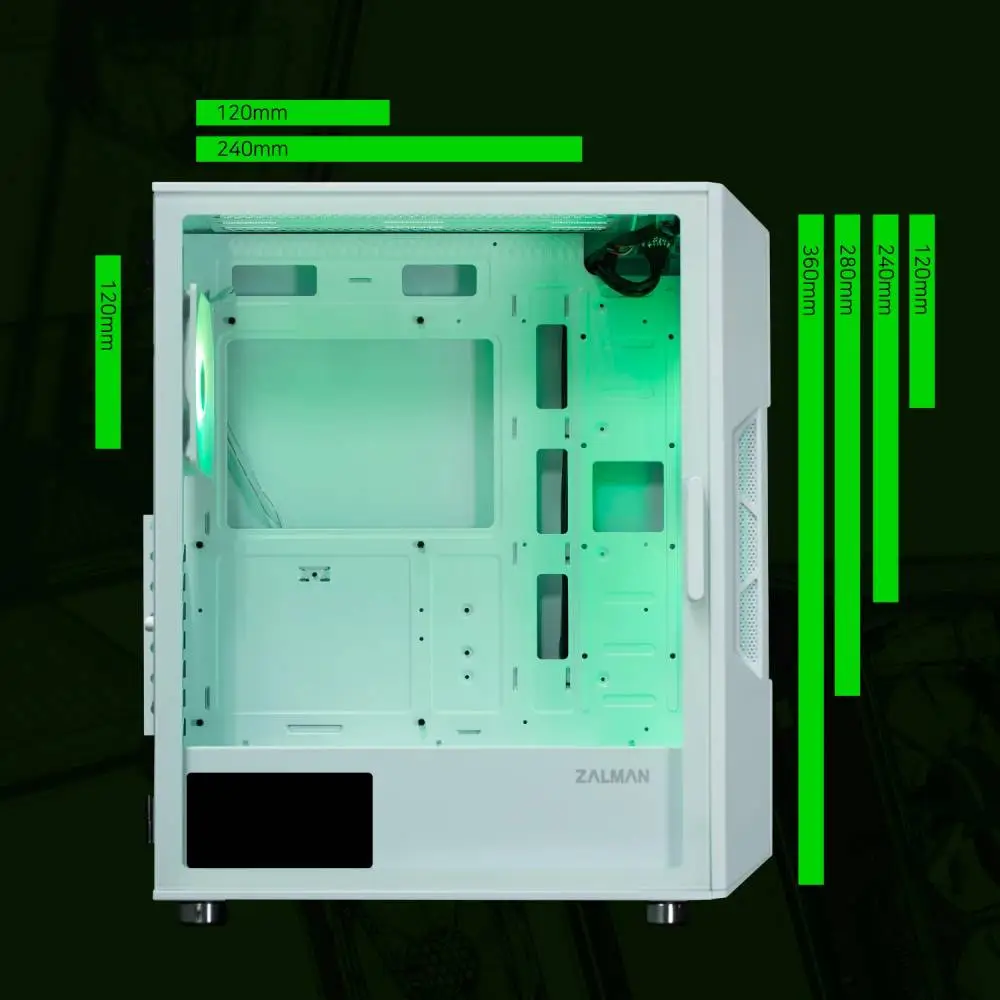 Кутия Zalman i3 NEO ARGB White Case ATX Mesh, aRGB, Tempered Glass