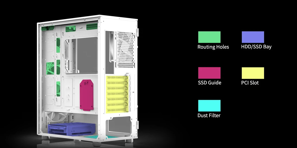 Кутия Zalman i3 NEO ARGB White Case ATX Mesh, aRGB, Tempered Glass