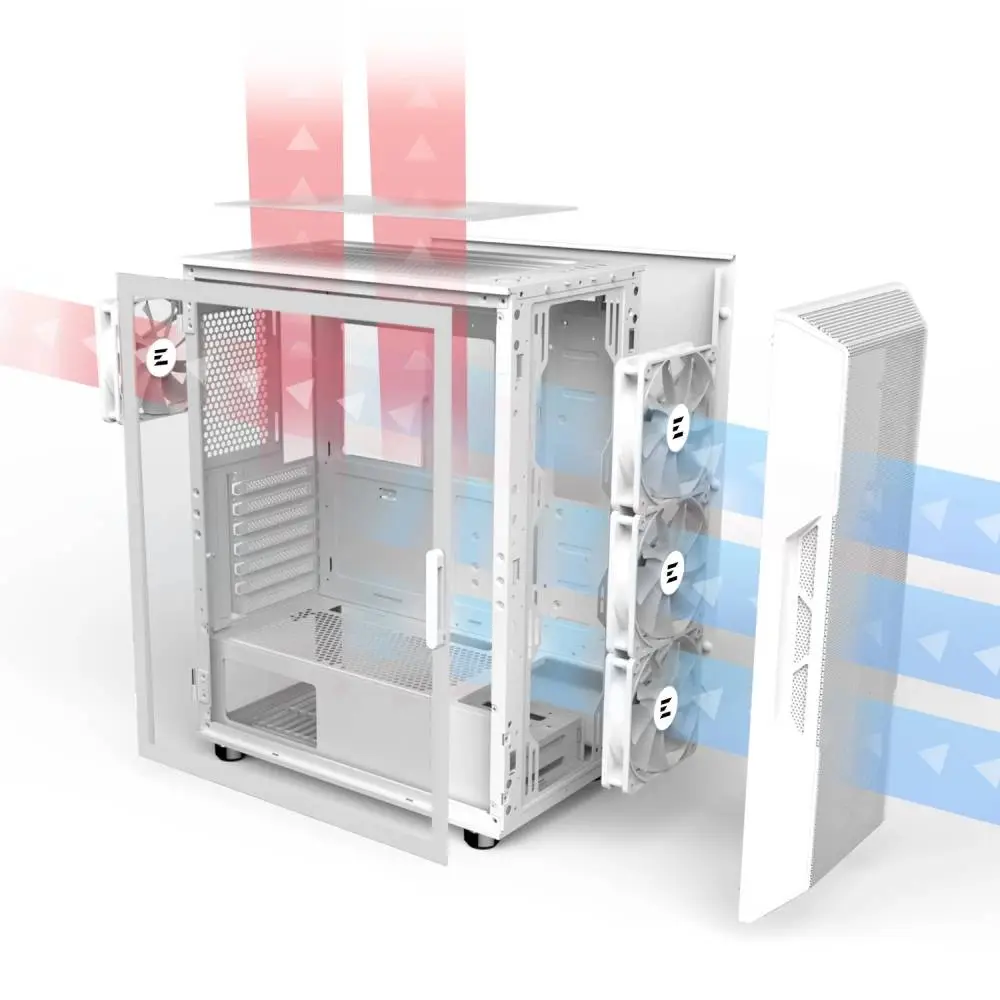 Кутия Zalman i3 NEO ARGB White Case ATX Mesh, aRGB, Tempered Glass