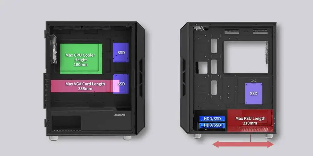 Кутия Zalman i3 NEO ARGB Black Case ATX Mesh, aRGB, Tempered Glass