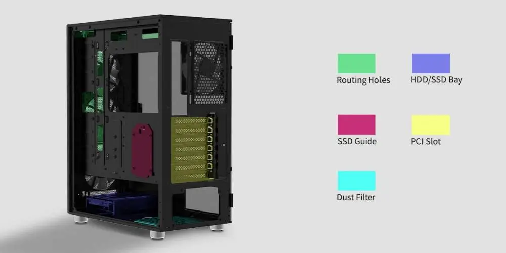 Кутия Zalman i3 NEO ARGB Black Case ATX Mesh, aRGB, Tempered Glass