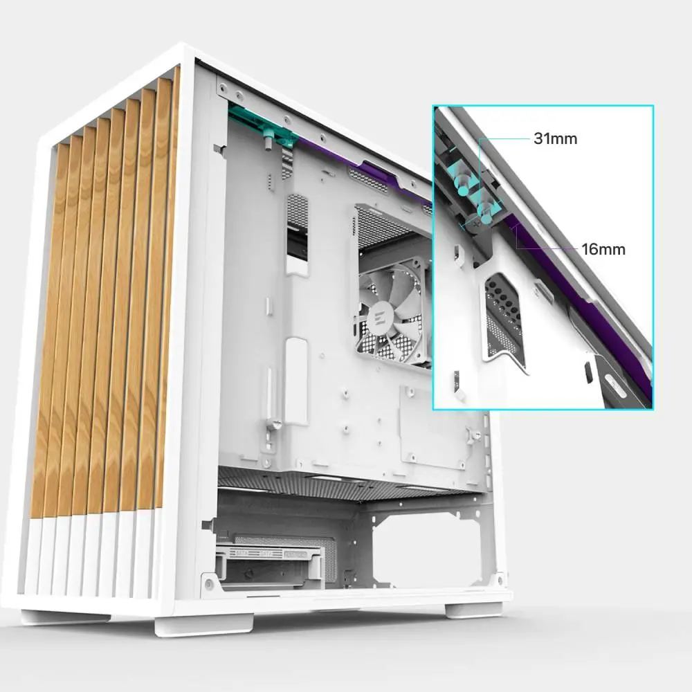 Кутия Zalman P10 NAMU WHITE Case mATX, Wood, USB-C