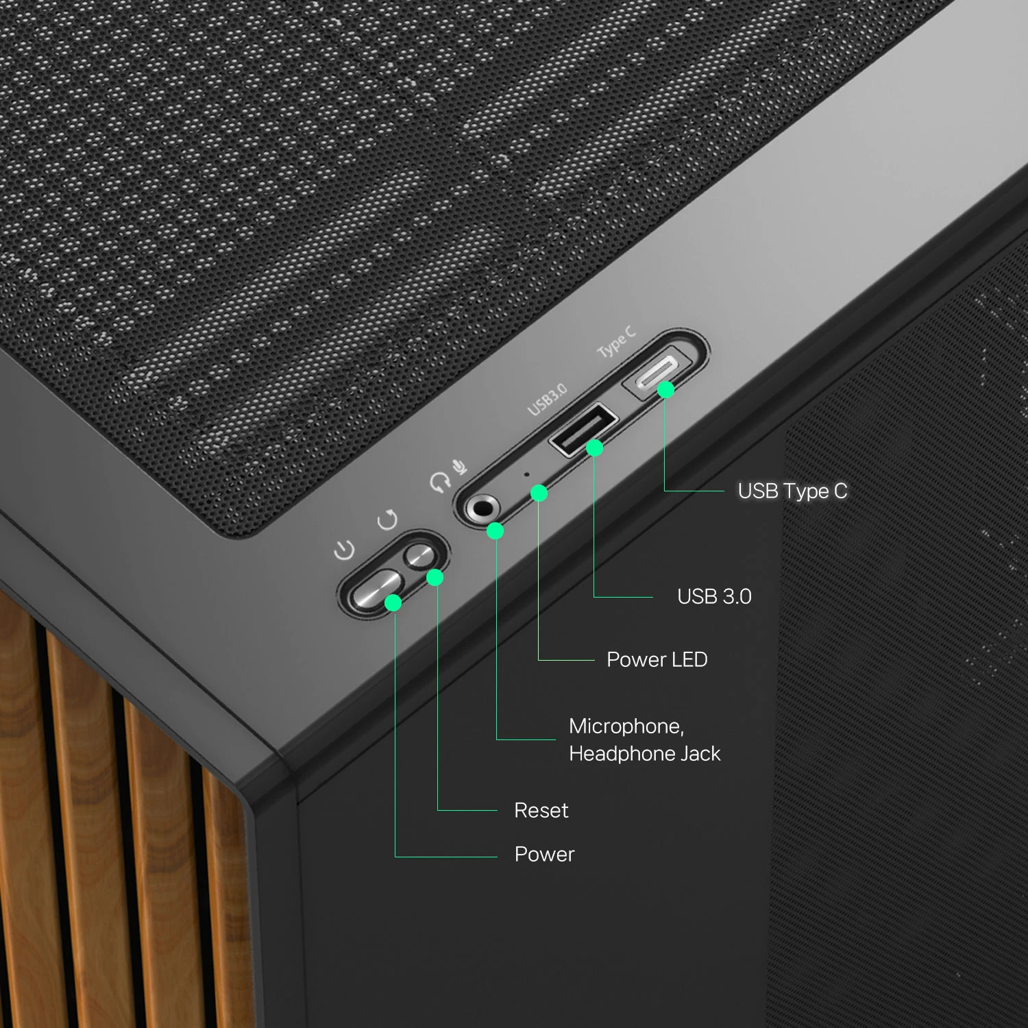 Кутия Zalman P10 NAMU BLACK Case mATX, Wood, USB-C