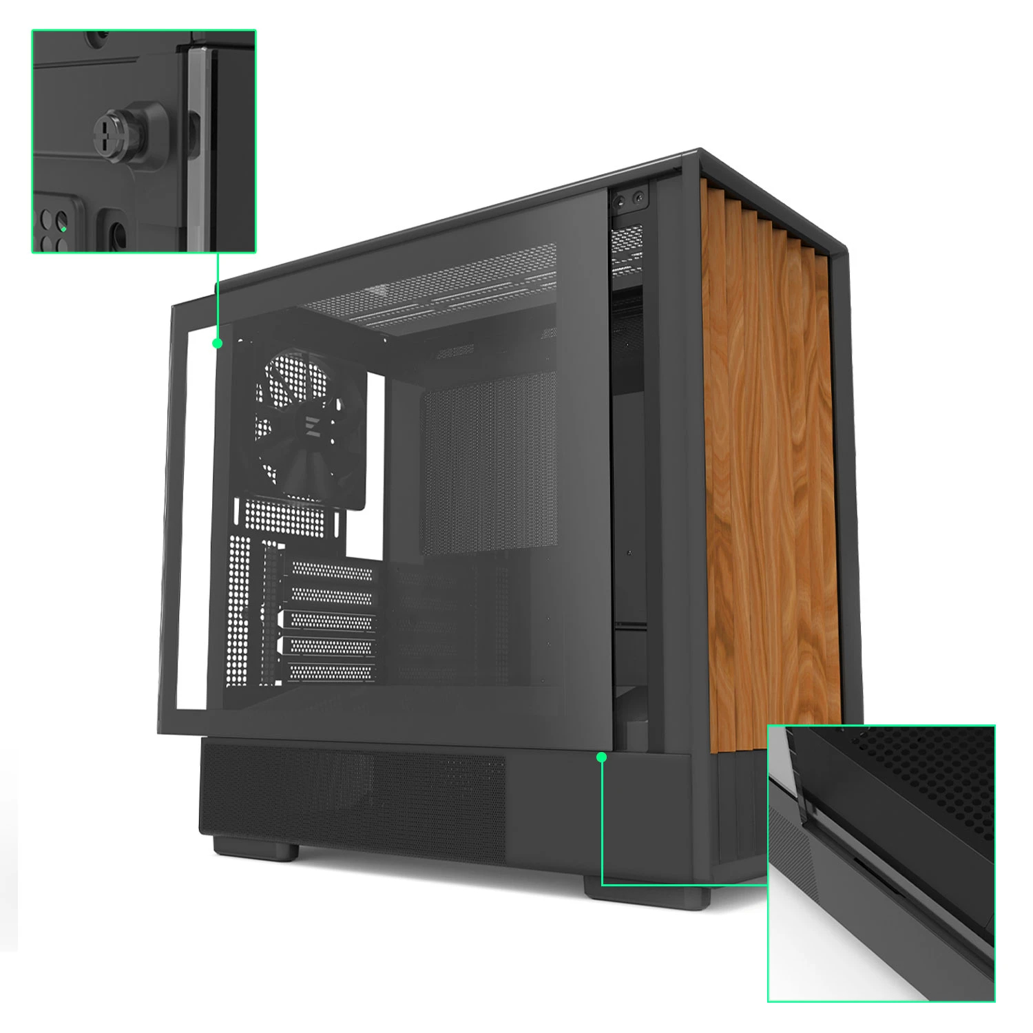 Кутия Zalman P10 NAMU BLACK Case mATX, Wood, USB-C