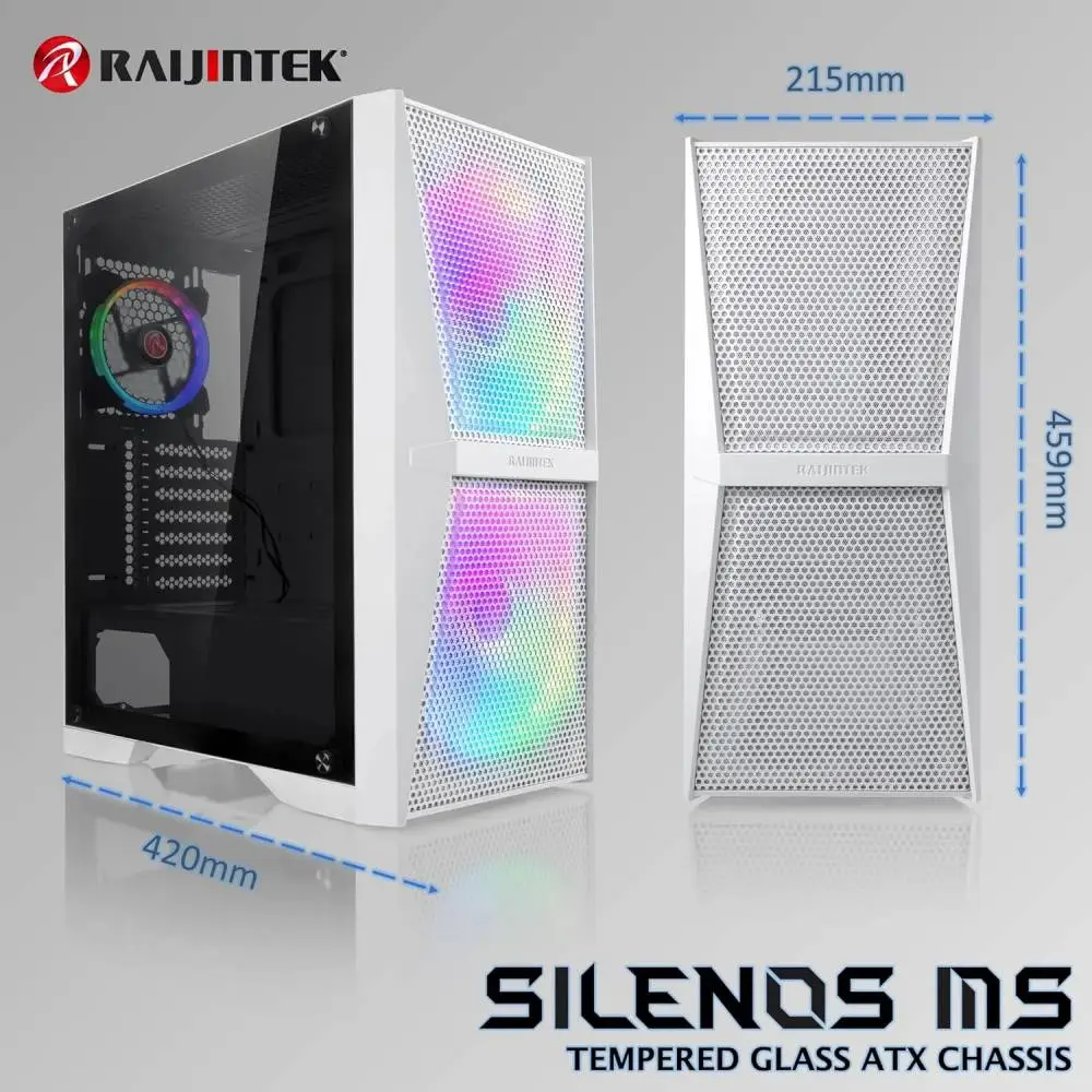 Кутия Raijintek SILENOS MS PRO WHITE Case ATX 2 x 200 mm ARGB Fans