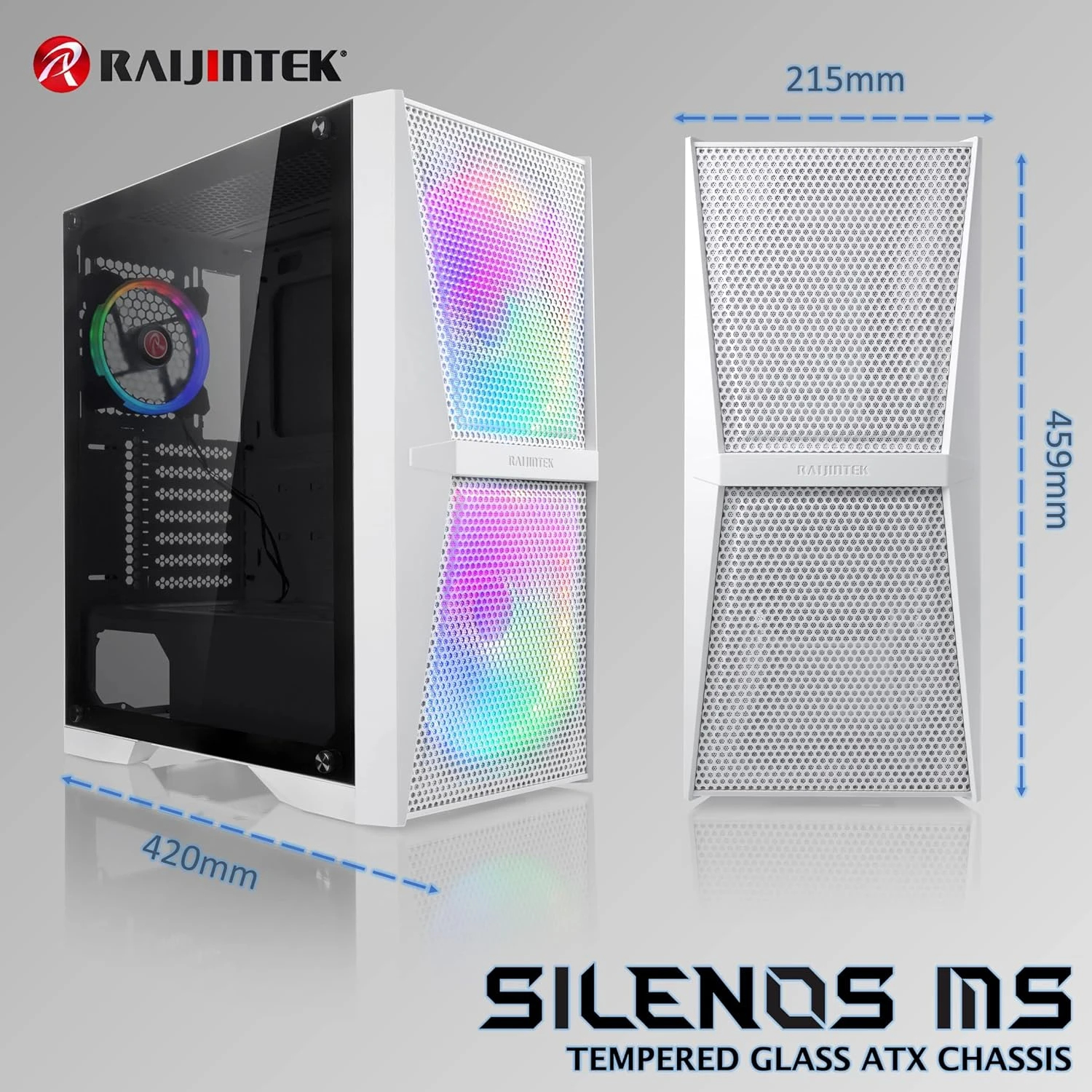 Кутия Raijintek SILENOS MS PRO WHITE Case ATX 2 x 200 mm ARGB Fans
