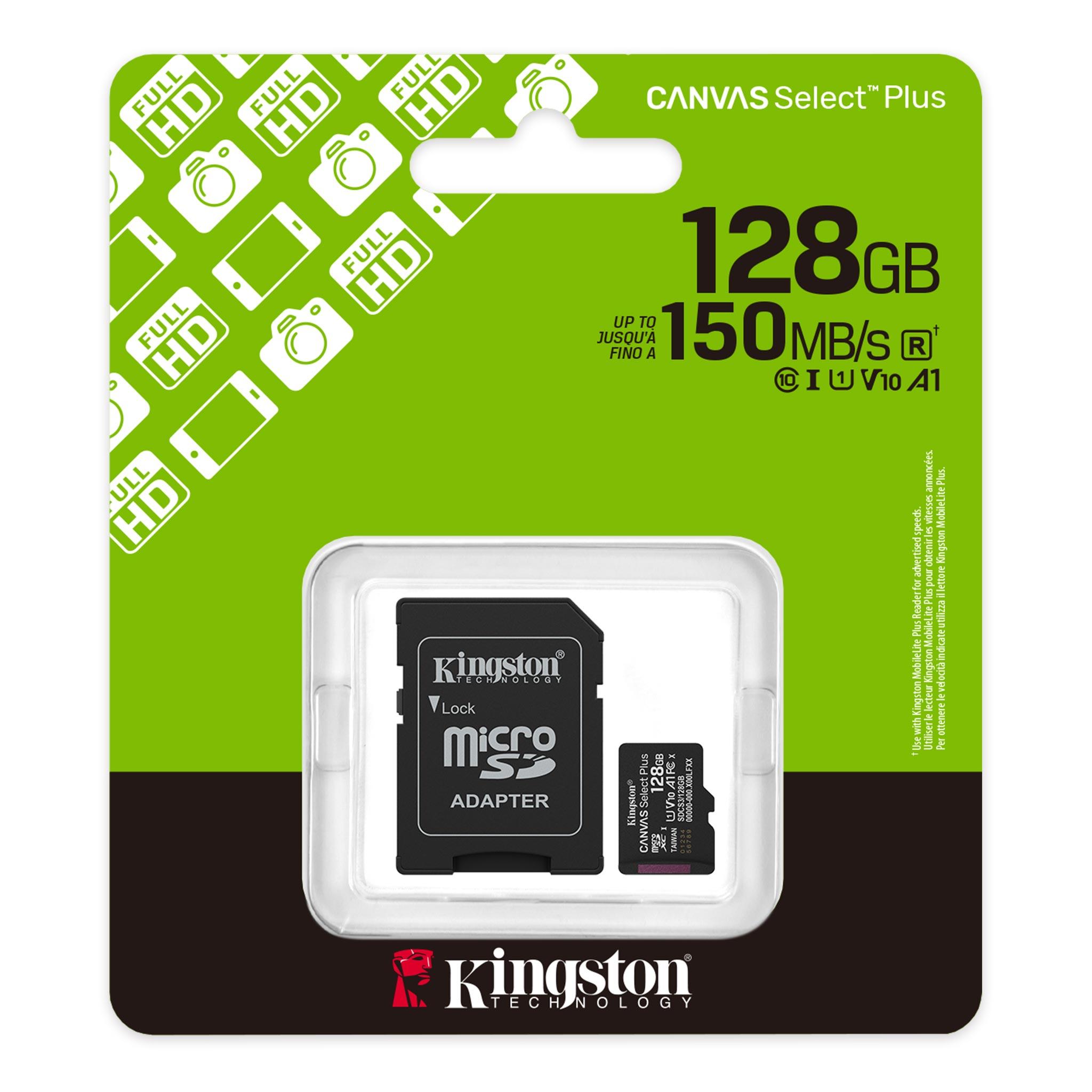 Carte mémoire Kingston Canvas Select Plus, microSDXC 128GB
