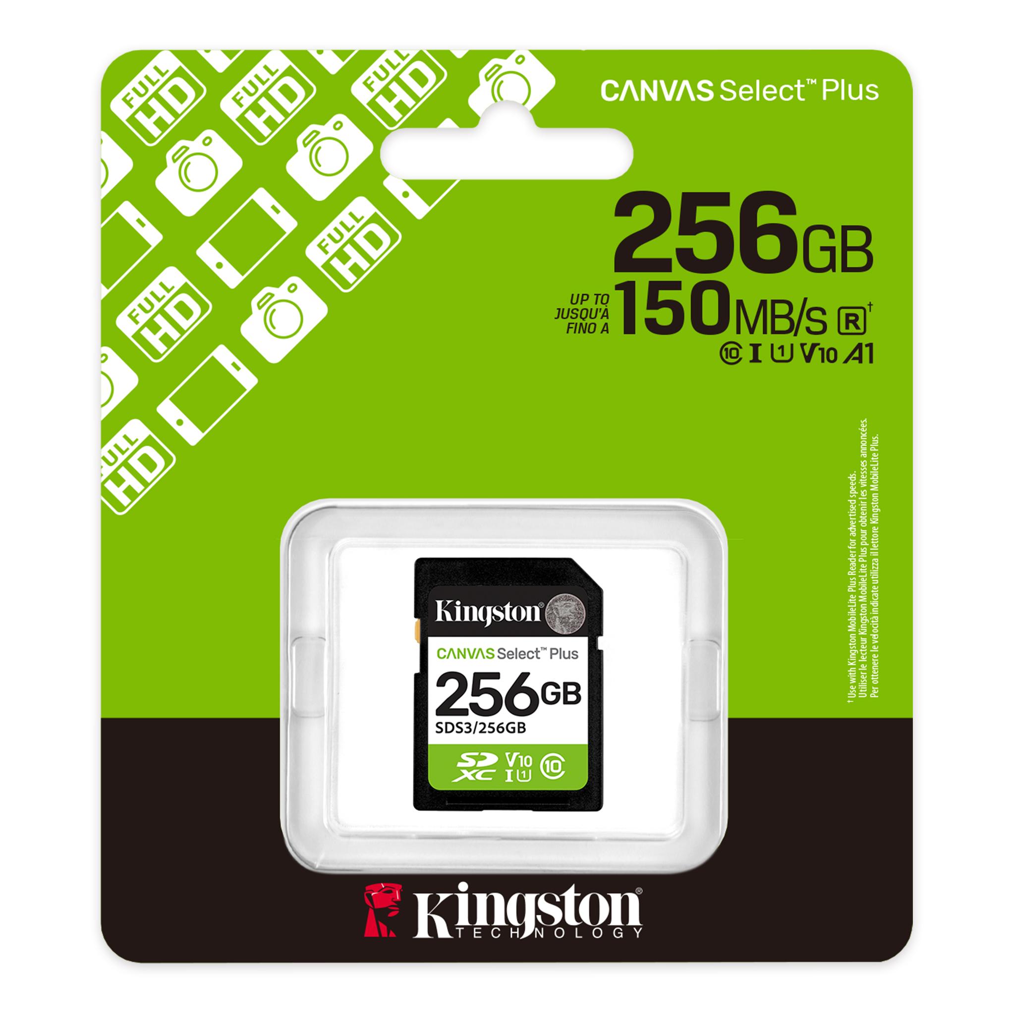 Tarjeta de memoria Kingston Canvas Select Plus SD 256GB