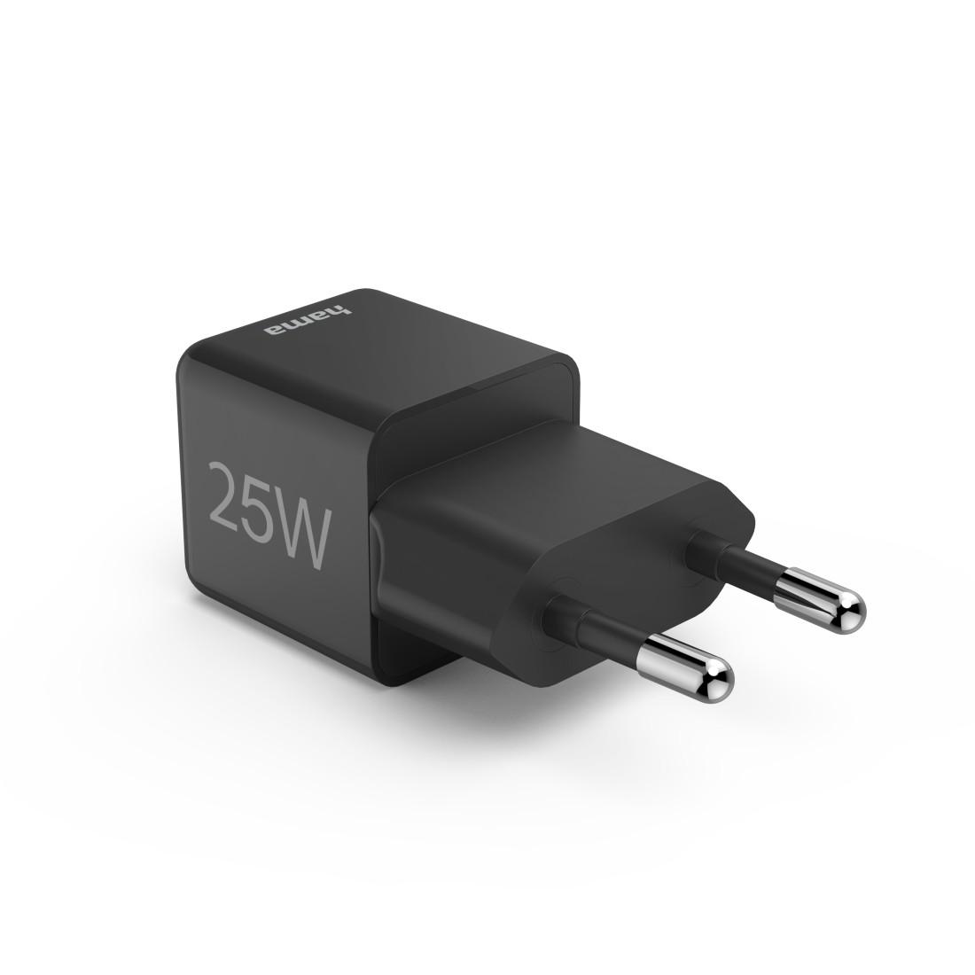 HAMA Бързо мини зарядно 220V, USB-C, PD/Qualcomm, 25 W, черен