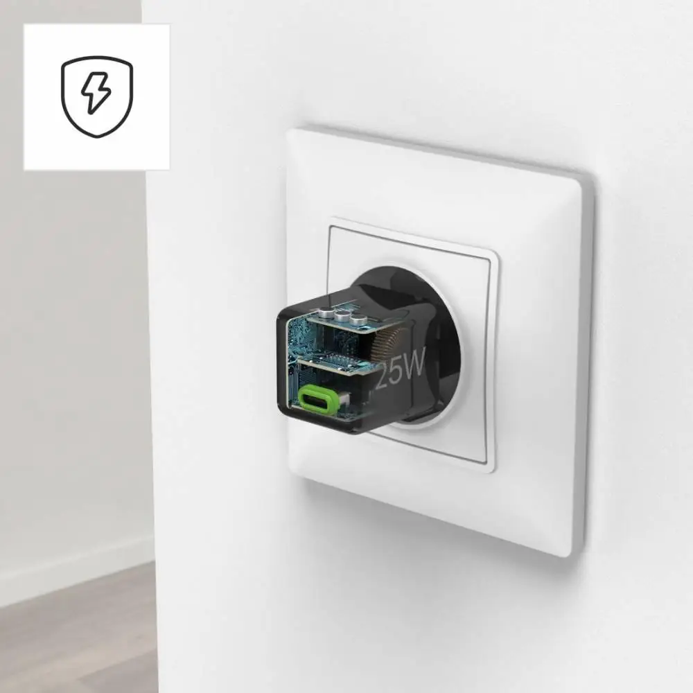 HAMA Бързо мини зарядно 220V, USB-C, PD/Qualcomm, 25 W, черен